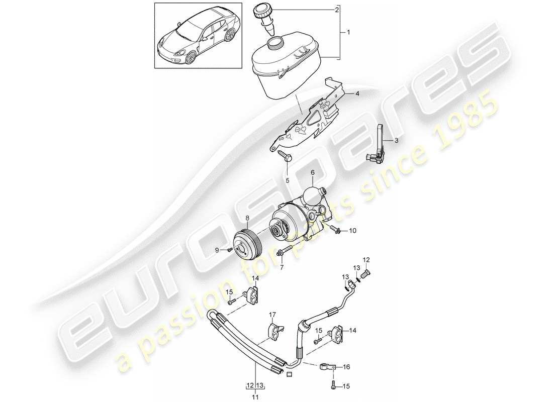 porsche panamera 970 (2010) power steering part diagram