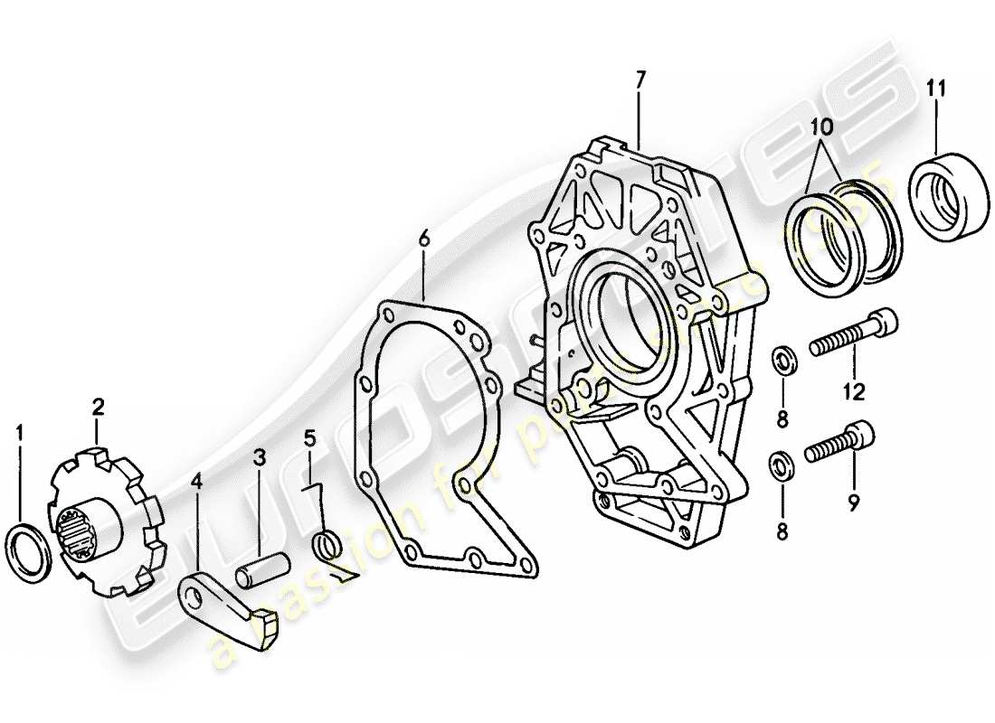 porsche 928 (1986) automatic transmission - intermediate plate - parking lock part diagram