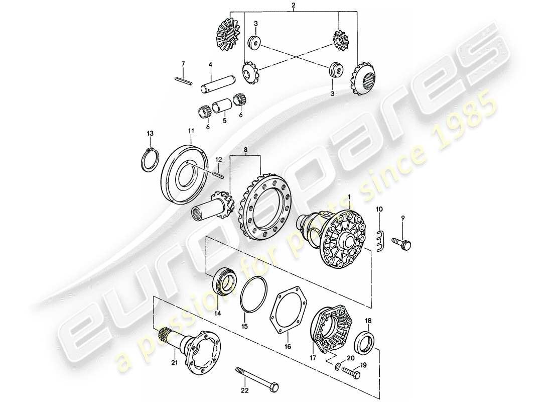 porsche 928 (1986) automatic transmission - differential - 2 part diagram