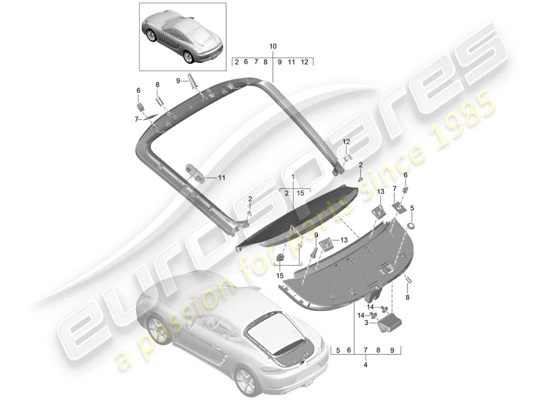 porsche 718 cayman (2019) lining part diagram