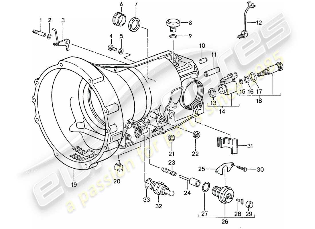 porsche 928 (1987) automatic transmission - transmission case - accessories part diagram