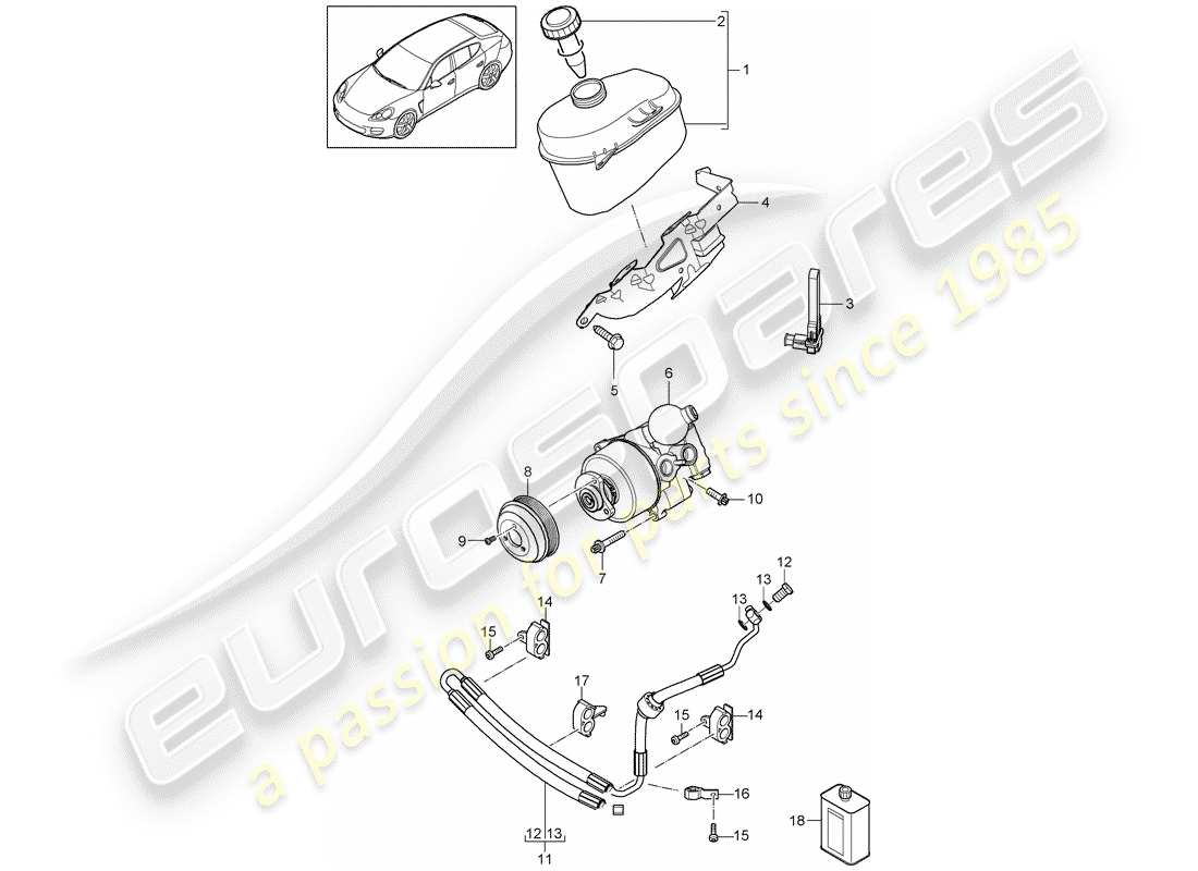 porsche panamera 970 (2010) power steering part diagram