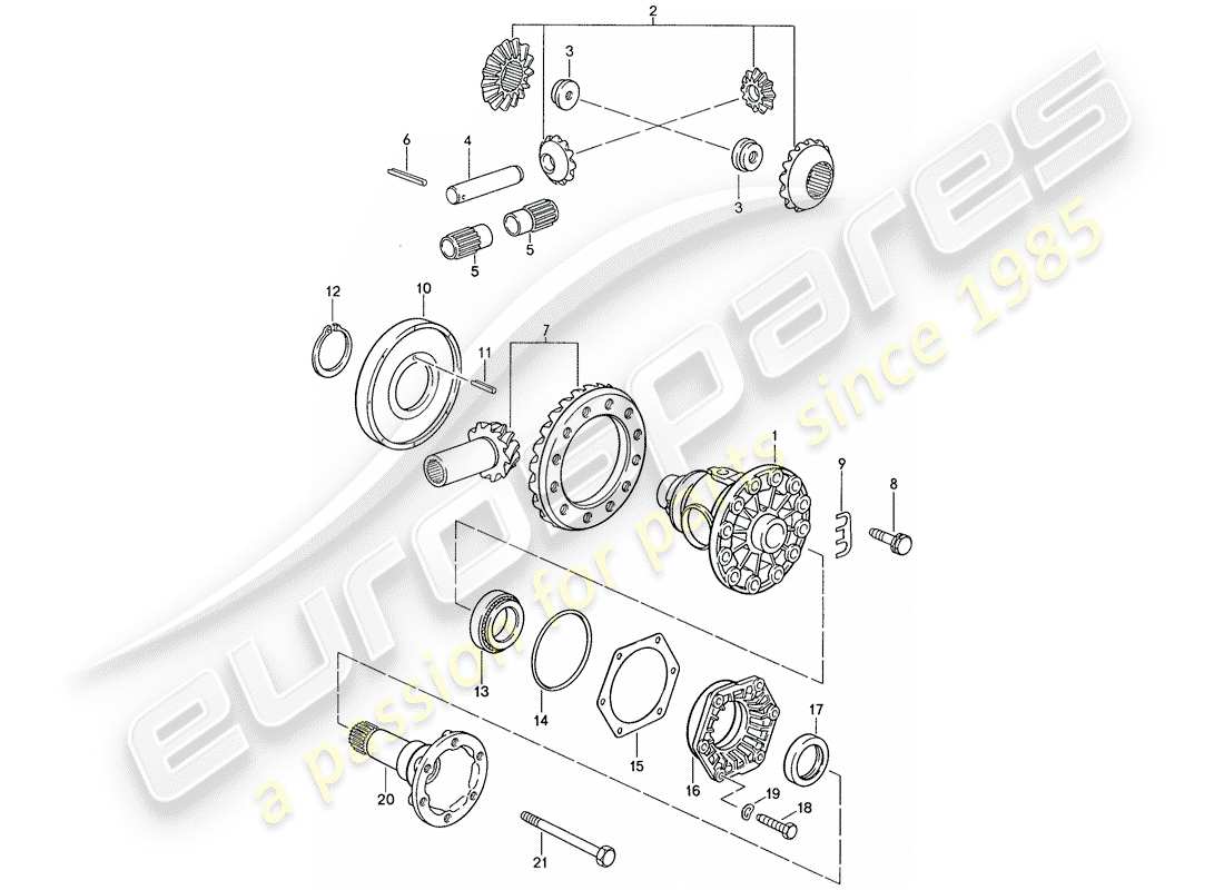 porsche 928 (1987) automatic transmission - differential 2 part diagram