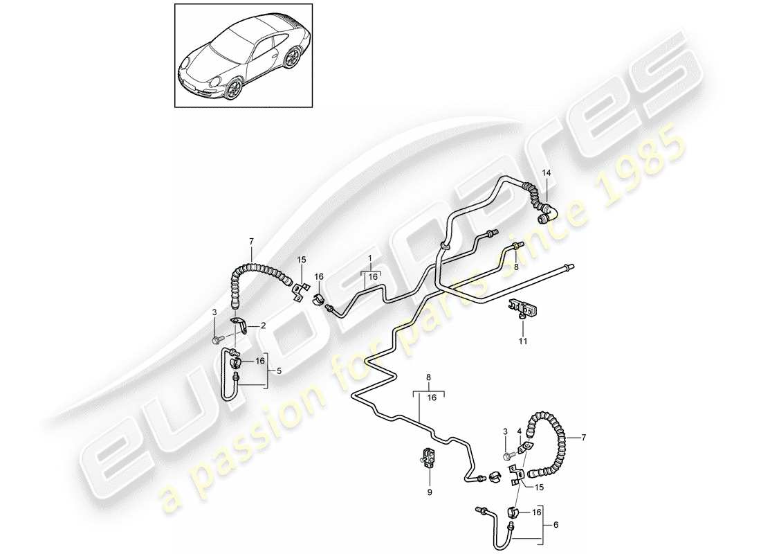 porsche 997 gen. 2 (2009) brake line part diagram