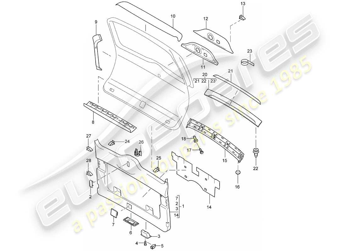 porsche cayenne (2006) trims part diagram