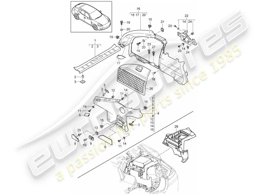 porsche panamera 970 (2010) trims part diagram