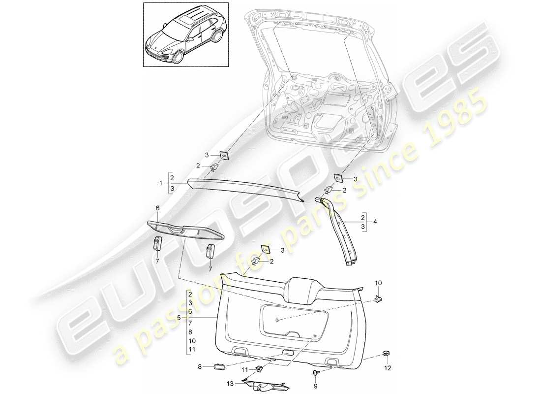 porsche cayenne e2 (2016) trims part diagram