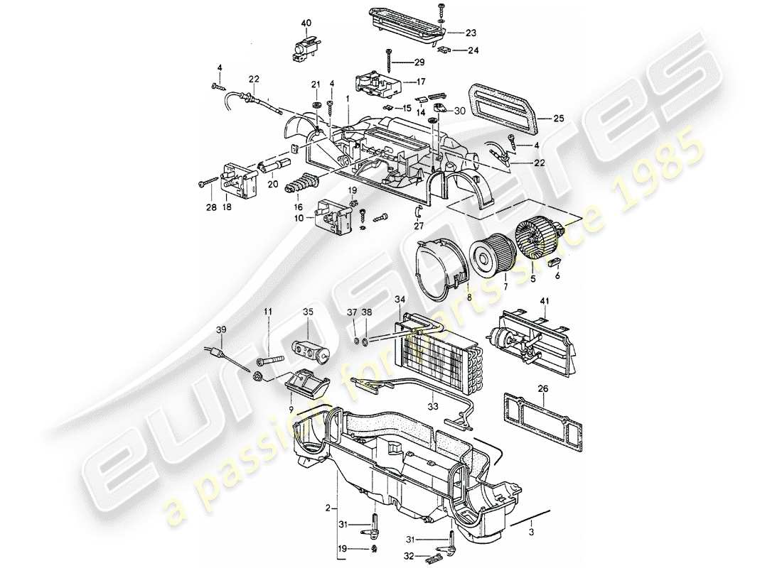 porsche 993 (1998) heater - air conditioner - single parts part diagram