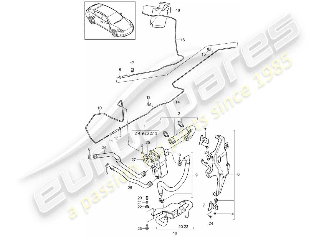 porsche panamera 970 (2010) additional heater part diagram