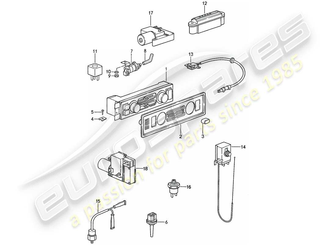 porsche 959 (1987) electrical components - for - air conditioner part diagram