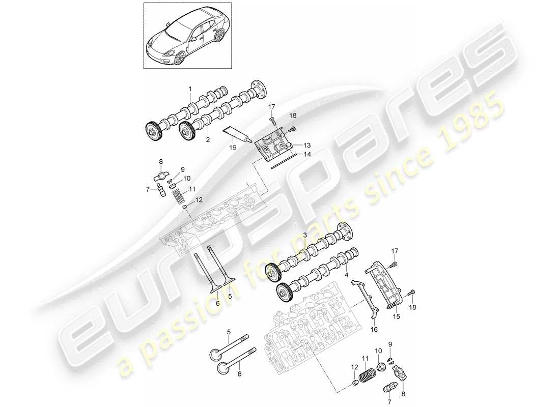 porsche panamera 970 (2010) camshaft, valves part diagram