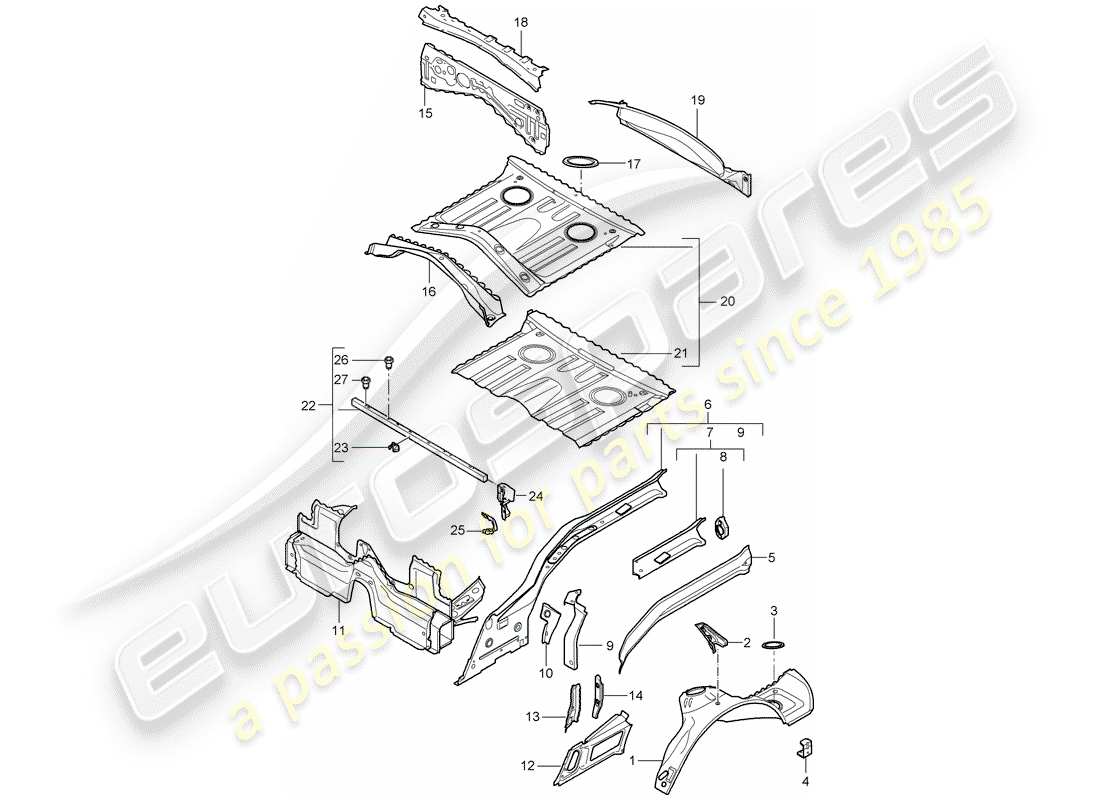 porsche cayman 987 (2007) rear end part diagram