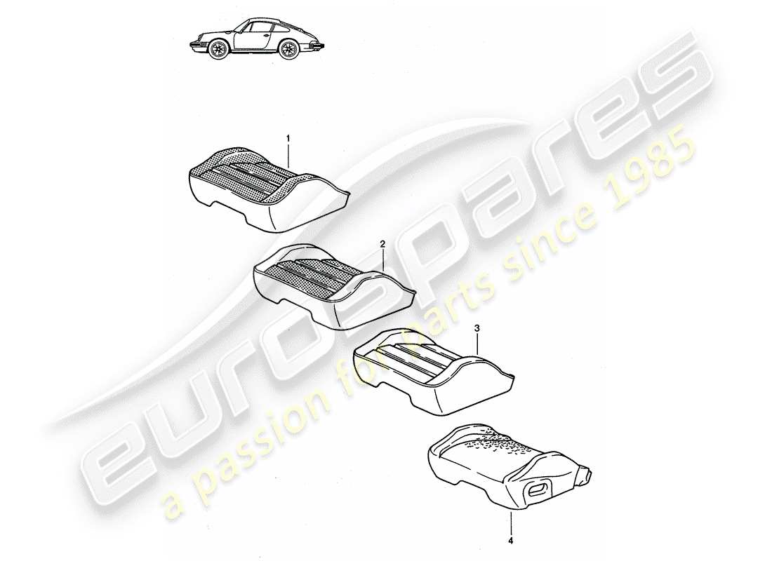 porsche seat 944/968/911/928 (1987) seat cover - sports seat - d - mj 1985>> - mj 1986 part diagram