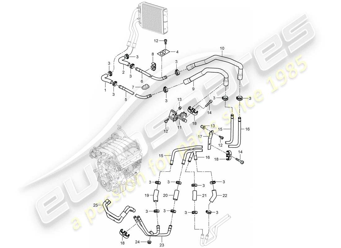 porsche cayenne (2009) heater part diagram