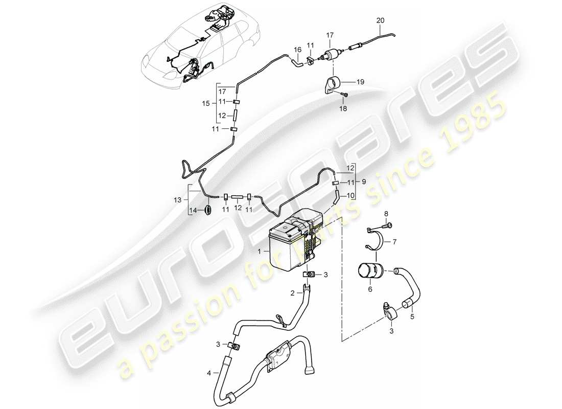 porsche cayenne (2006) additional heater part diagram