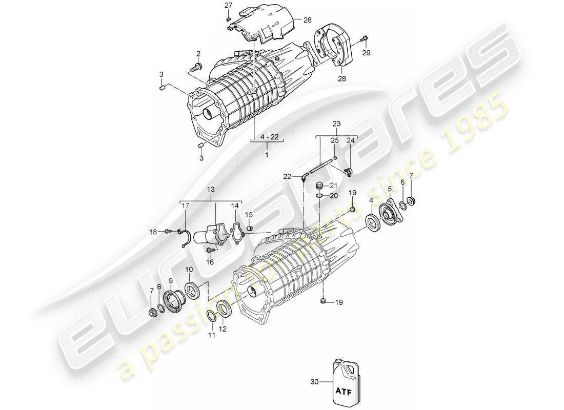 porsche cayenne (2010) transfer box part diagram