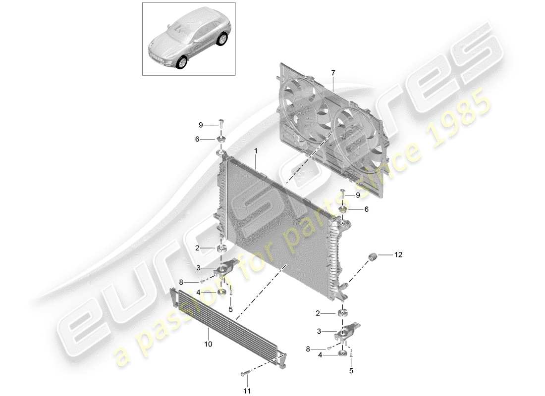 porsche macan (2018) water cooling part diagram