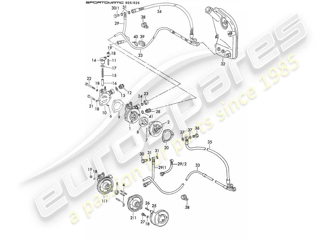 porsche 911 (1973) oil supply - for - torque converter - sportomatic - d - mj 1973>> part diagram