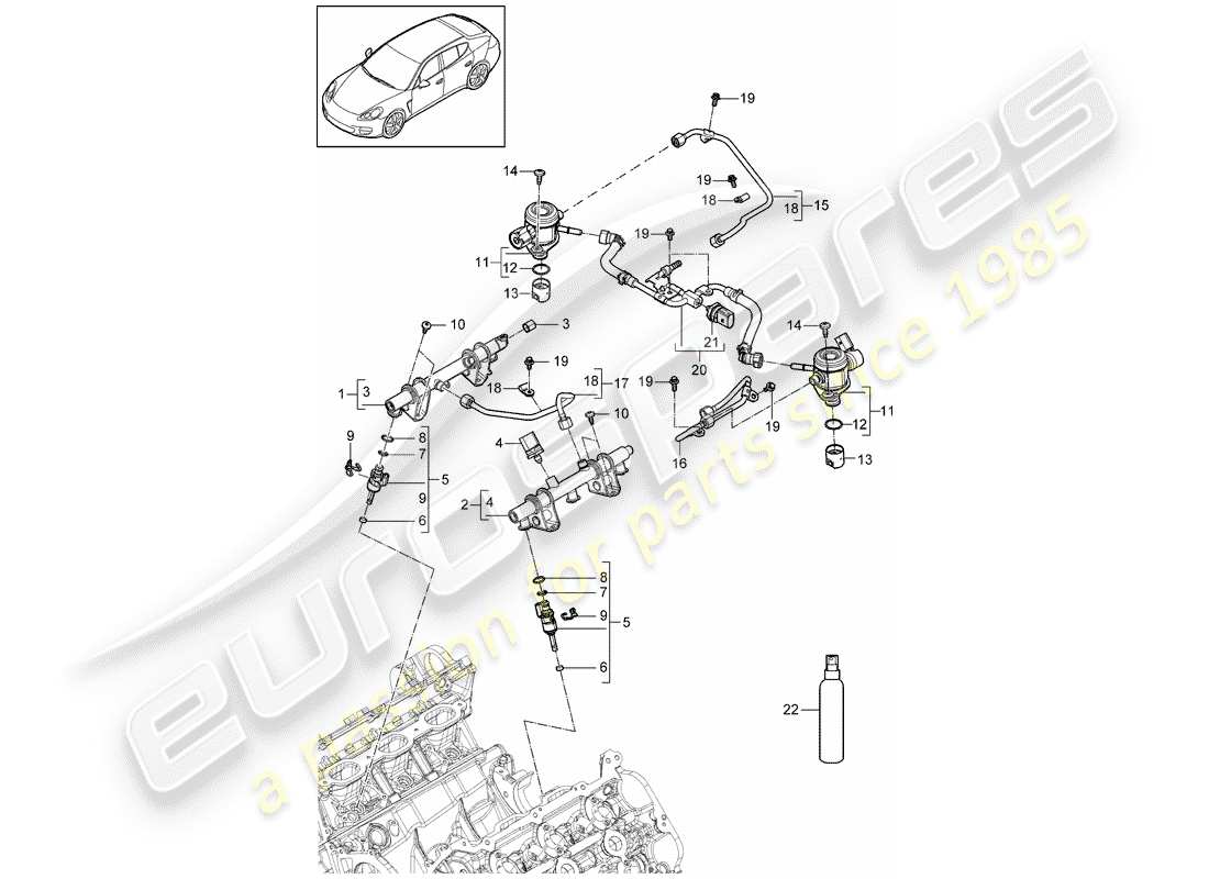 porsche panamera 970 (2010) fuel collection pipe part diagram