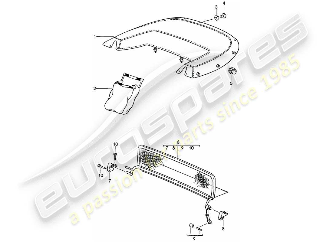 porsche 993 (1998) boot cover - windscreen part diagram