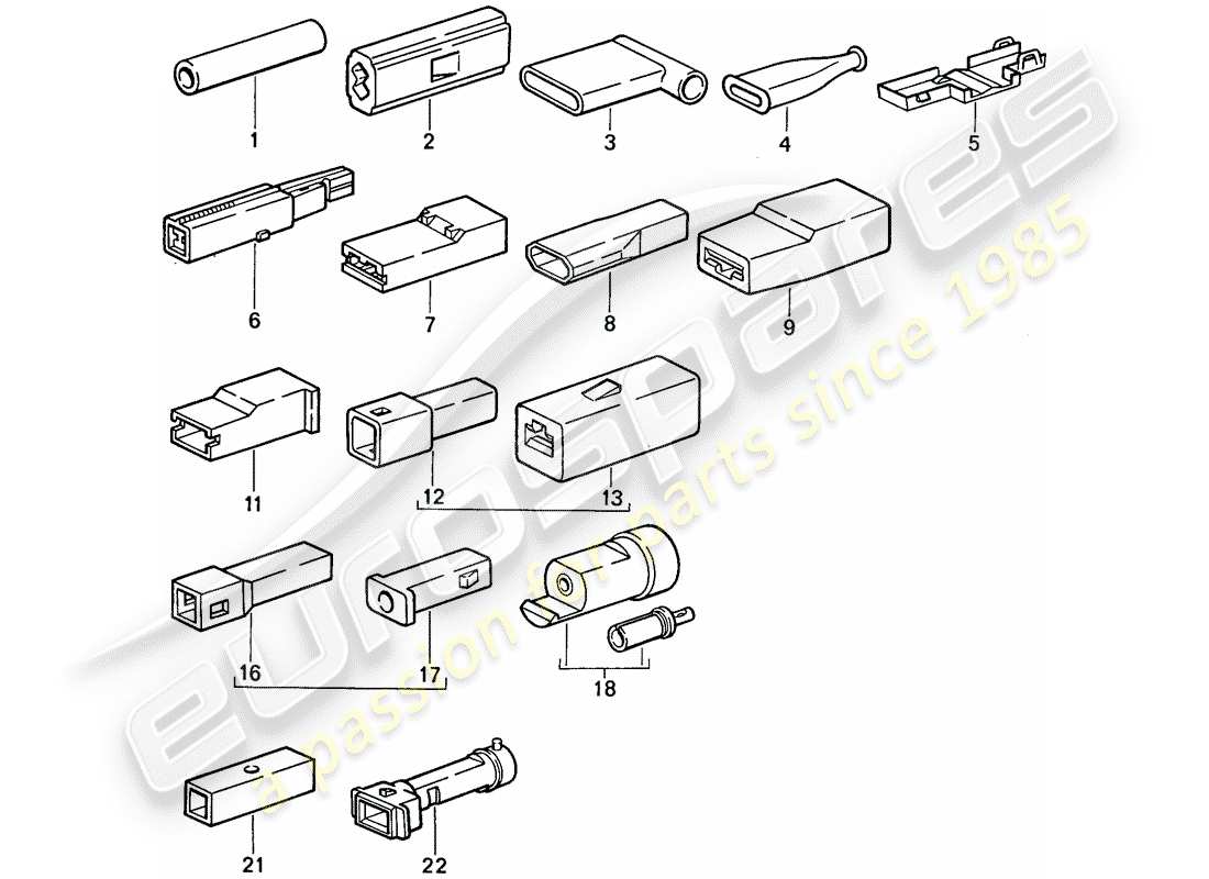 porsche 911 (1974) butt connector - connector housing part diagram