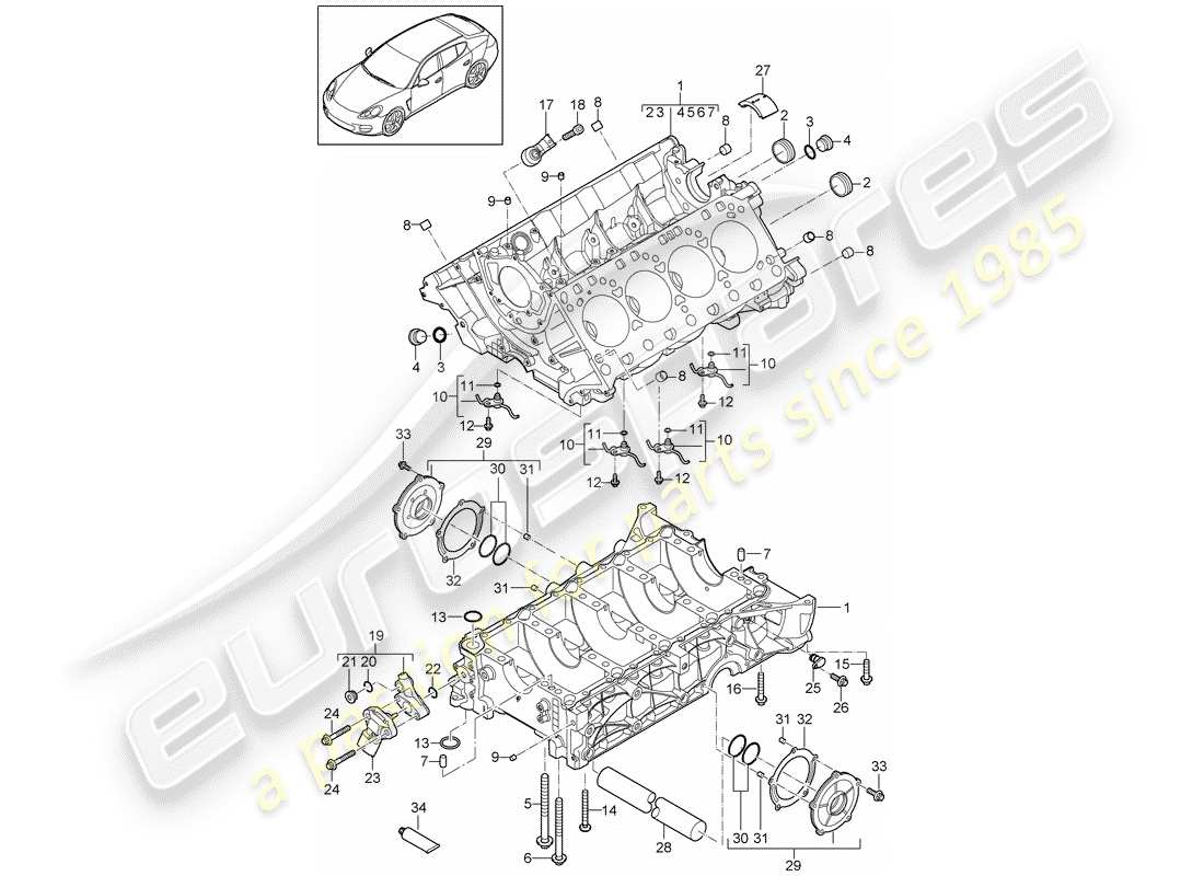 porsche panamera 970 (2010) crankcase part diagram