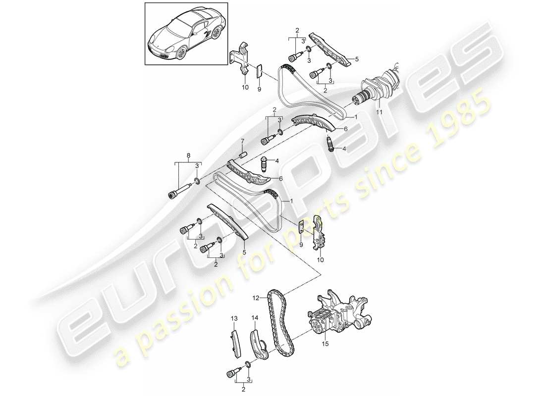 porsche cayman 987 (2010) valve control part diagram