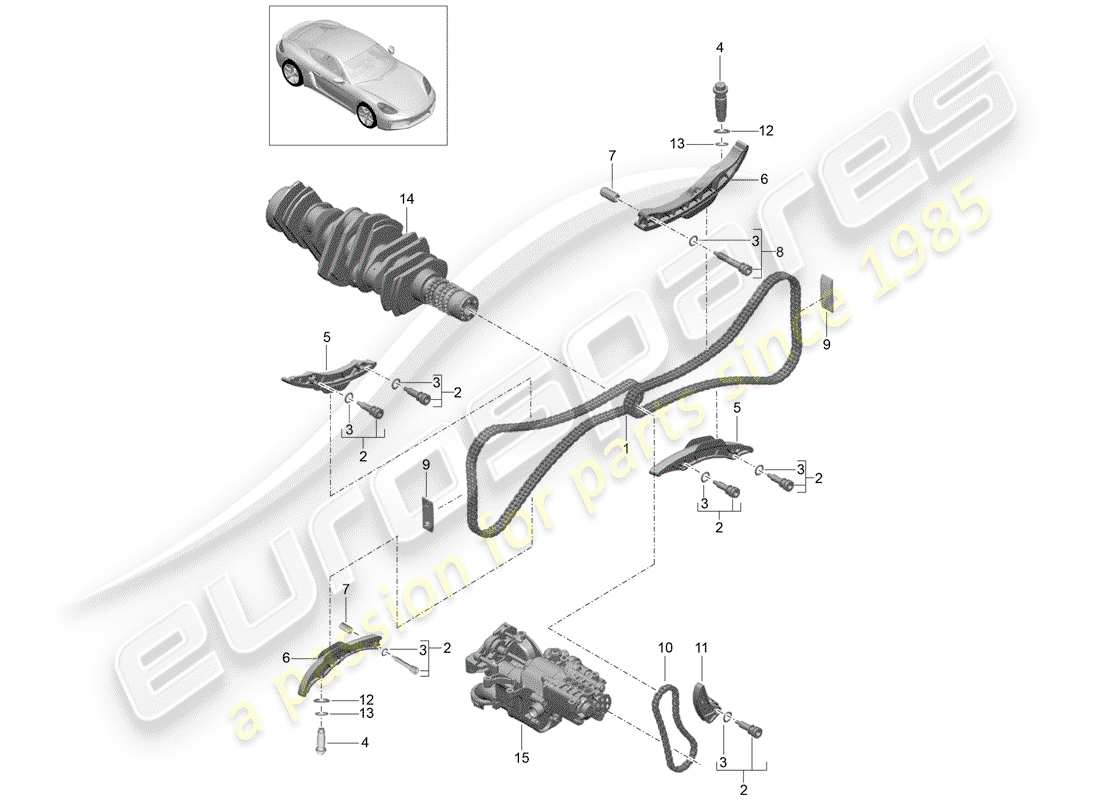 porsche 718 cayman (2017) timing chain part diagram