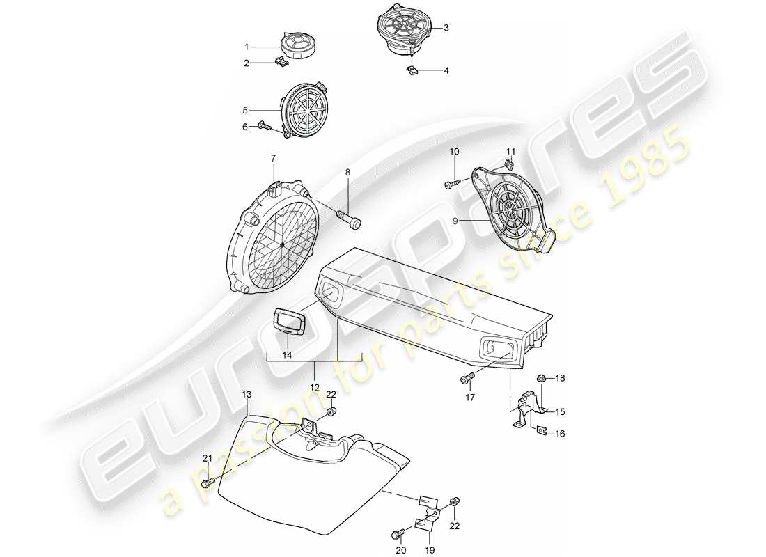 porsche 997 gen. 2 (2010) loudspeaker part diagram