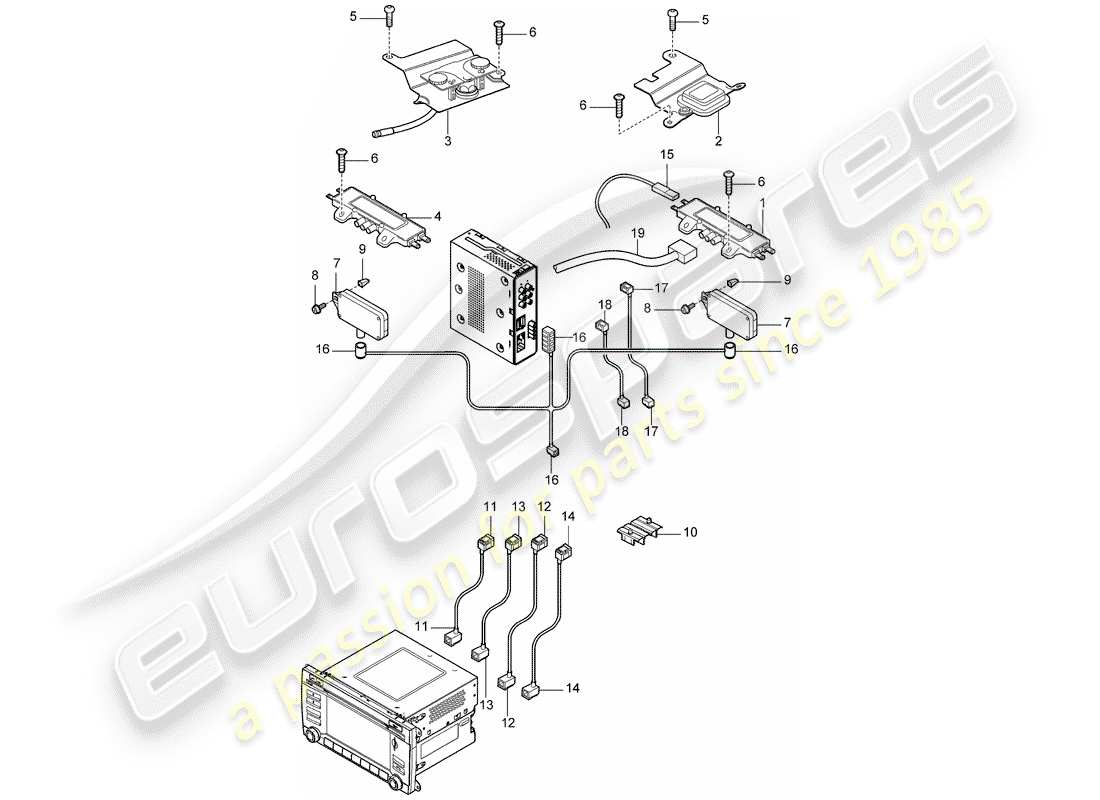 porsche cayenne (2010) antenna booster part diagram