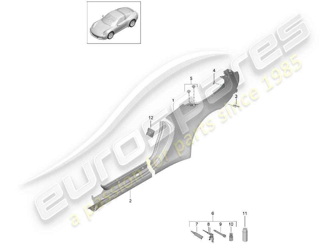 porsche 991 gen. 2 (2020) side panel part diagram