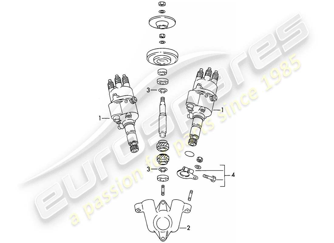 porsche 356/356a (1953) distributor - driving mechanism part diagram