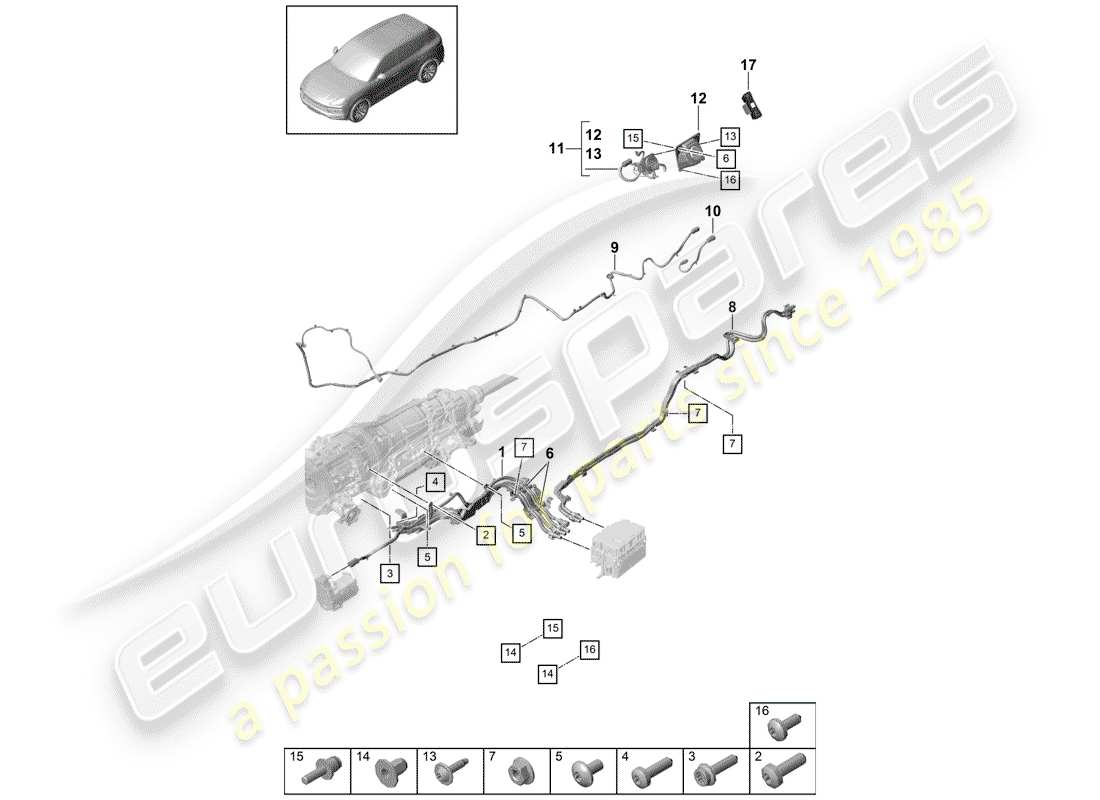 porsche cayenne e3 (2019) wiring harnesses part diagram