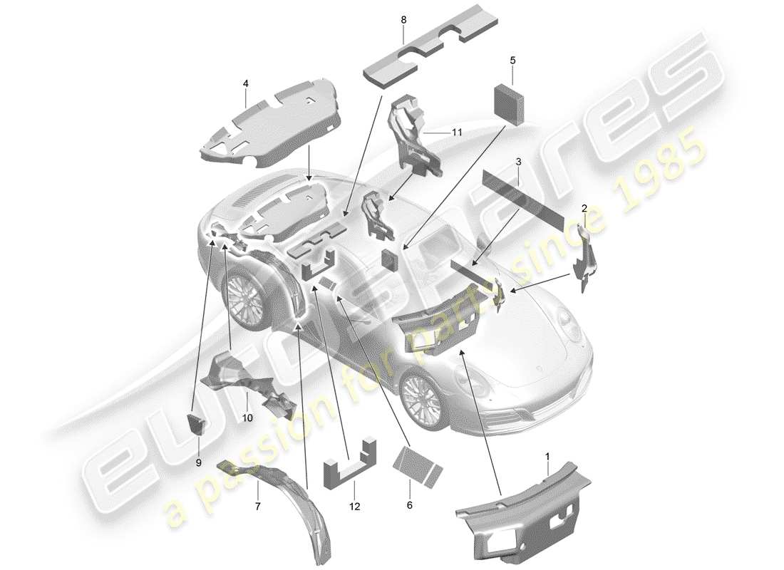 porsche 991 gen. 2 (2018) body shell part diagram