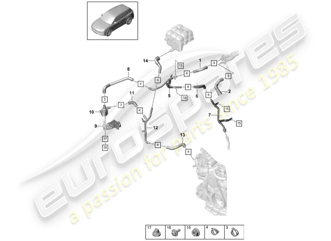 porsche cayenne e3 (2018) heater part diagram