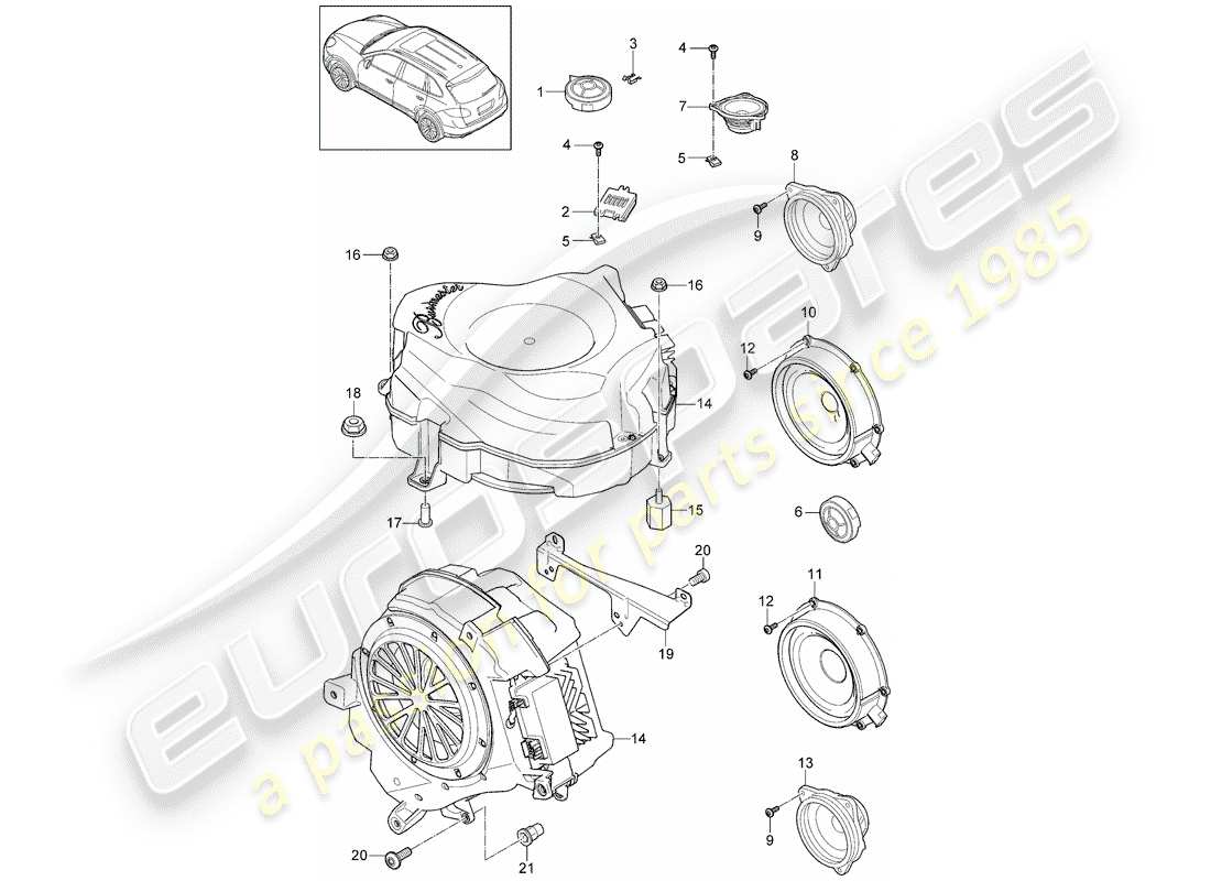 porsche cayenne e2 (2014) loudspeaker part diagram