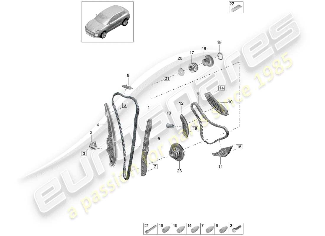 porsche macan (2019) timing chain part diagram