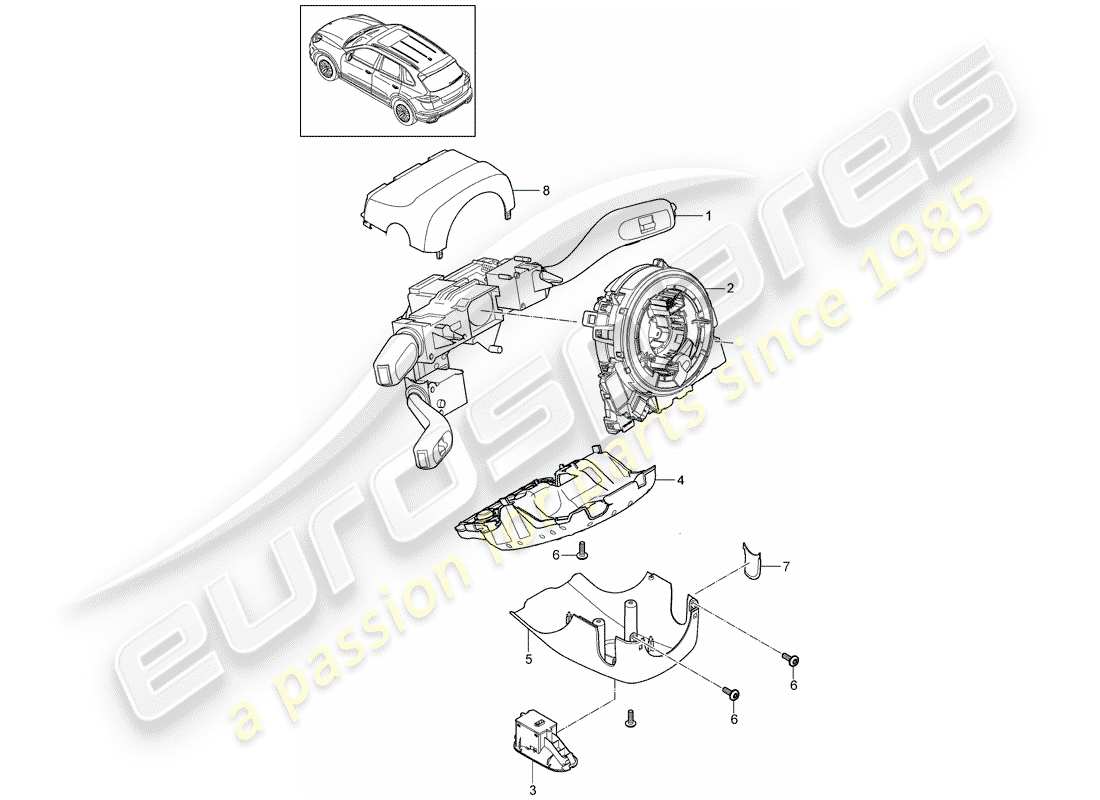 porsche cayenne e2 (2017) steering column switch part diagram