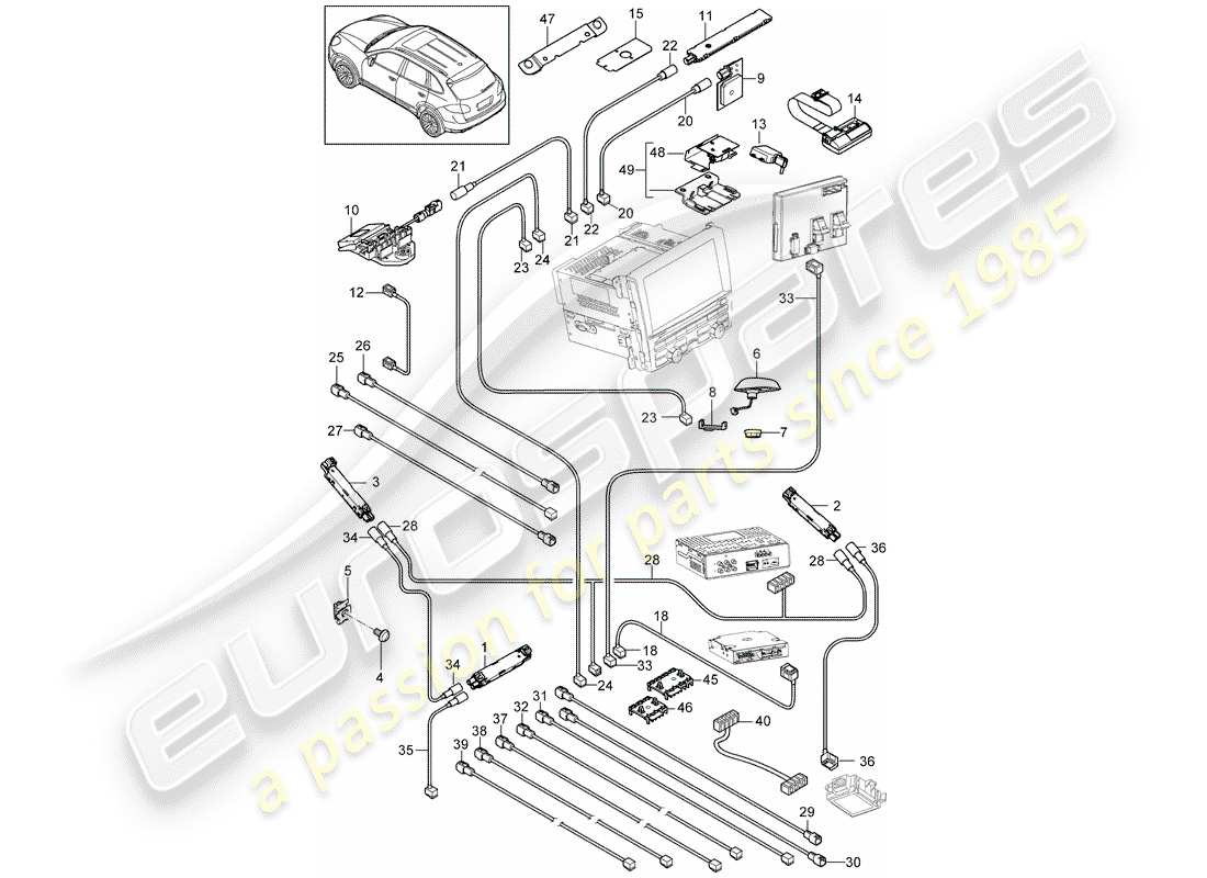 porsche cayenne e2 (2017) antenna booster part diagram