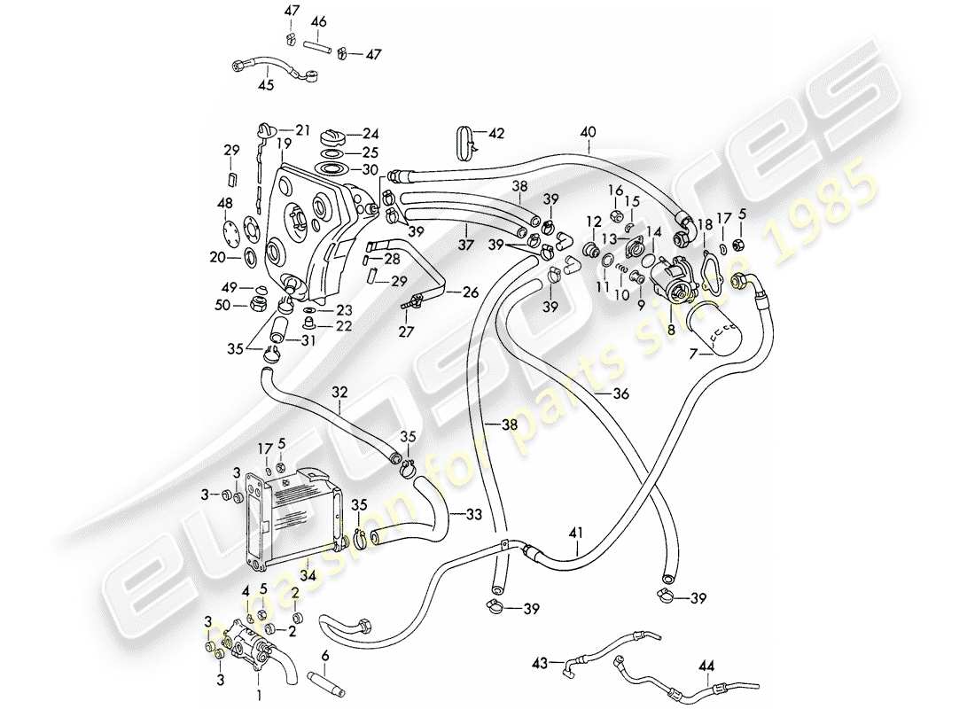 porsche 911 (1972) engine lubrication - typ 911/51/52/57 - d - mj 1972>> - mj 1973 part diagram