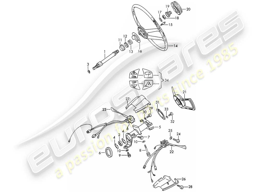 porsche 911/912 (1969) intermediate steering shaft - steering wheel - steering column switch - d - mj 1968>> - mj 1968 part diagram