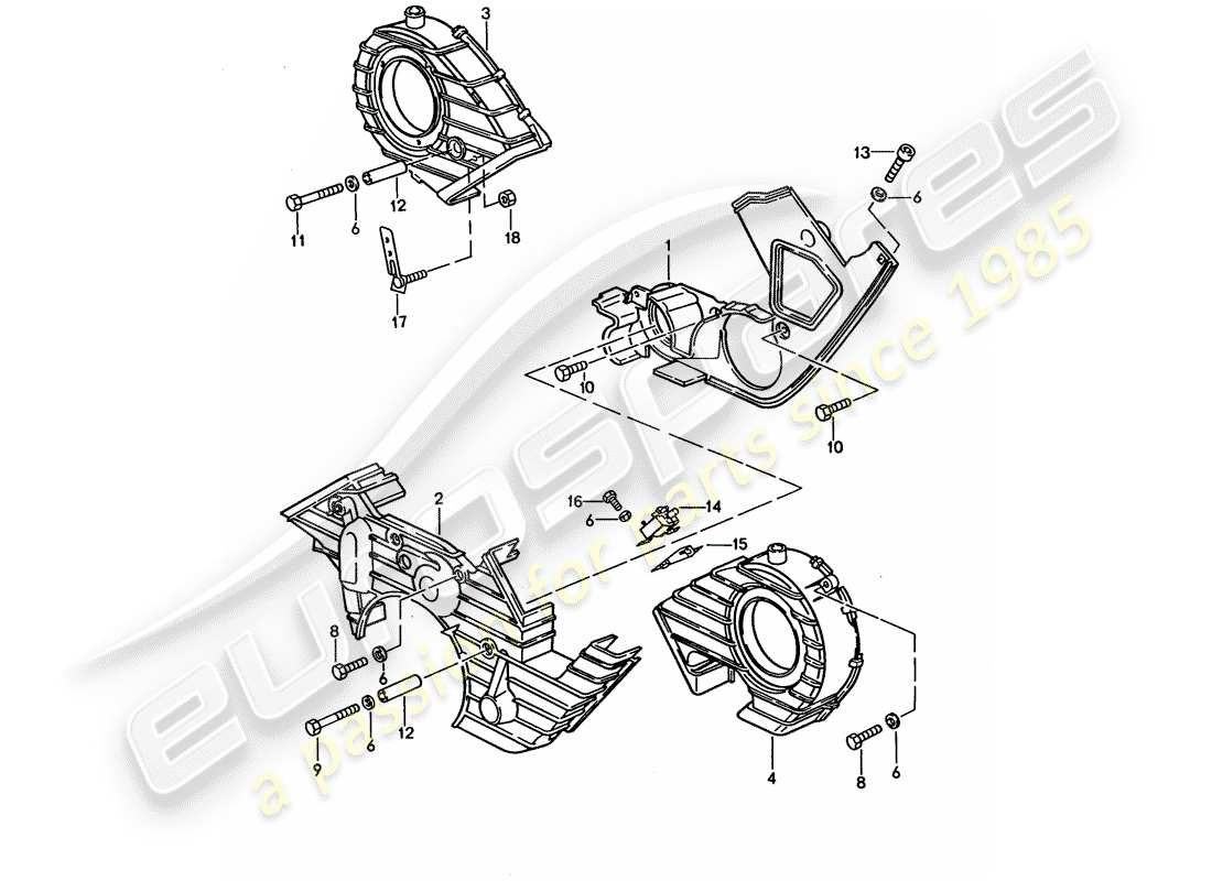 porsche 928 (1992) toothed belt covering part diagram