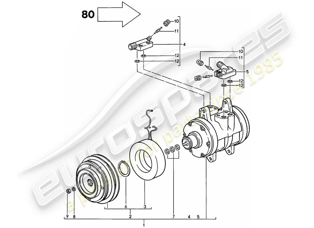 porsche 928 (1978) compressor - d - mj 1980>> part diagram