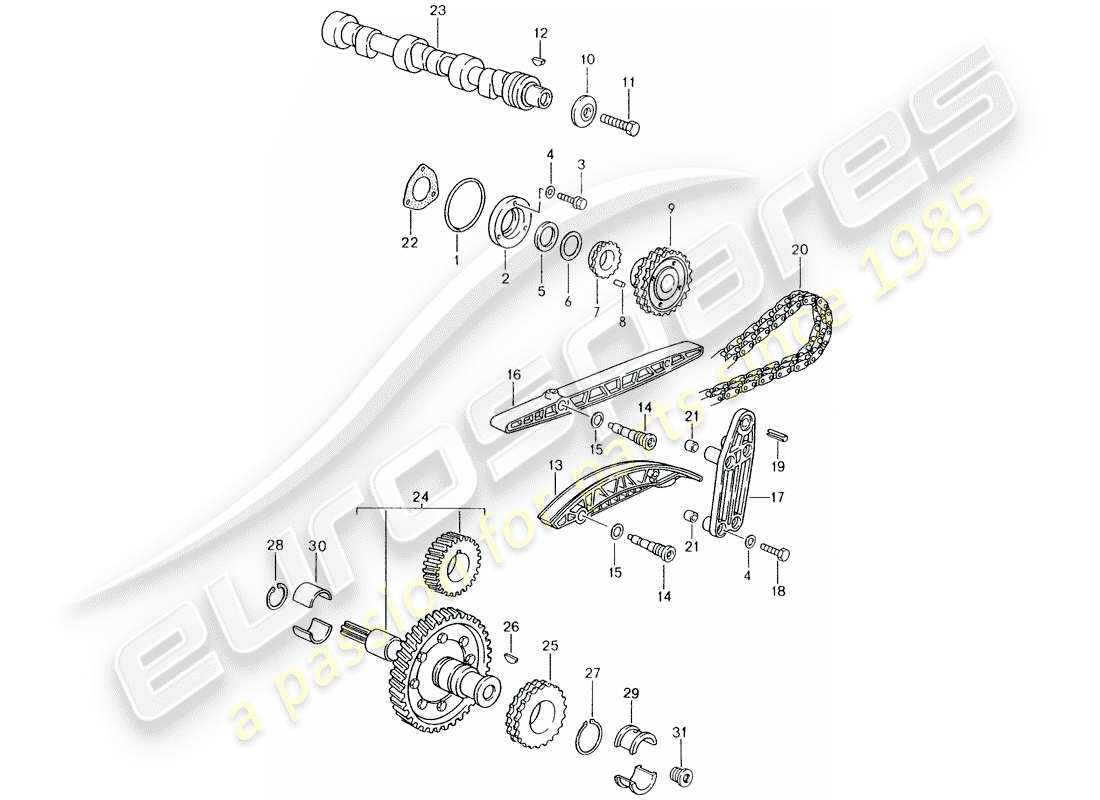 porsche 993 (1998) valve control part diagram