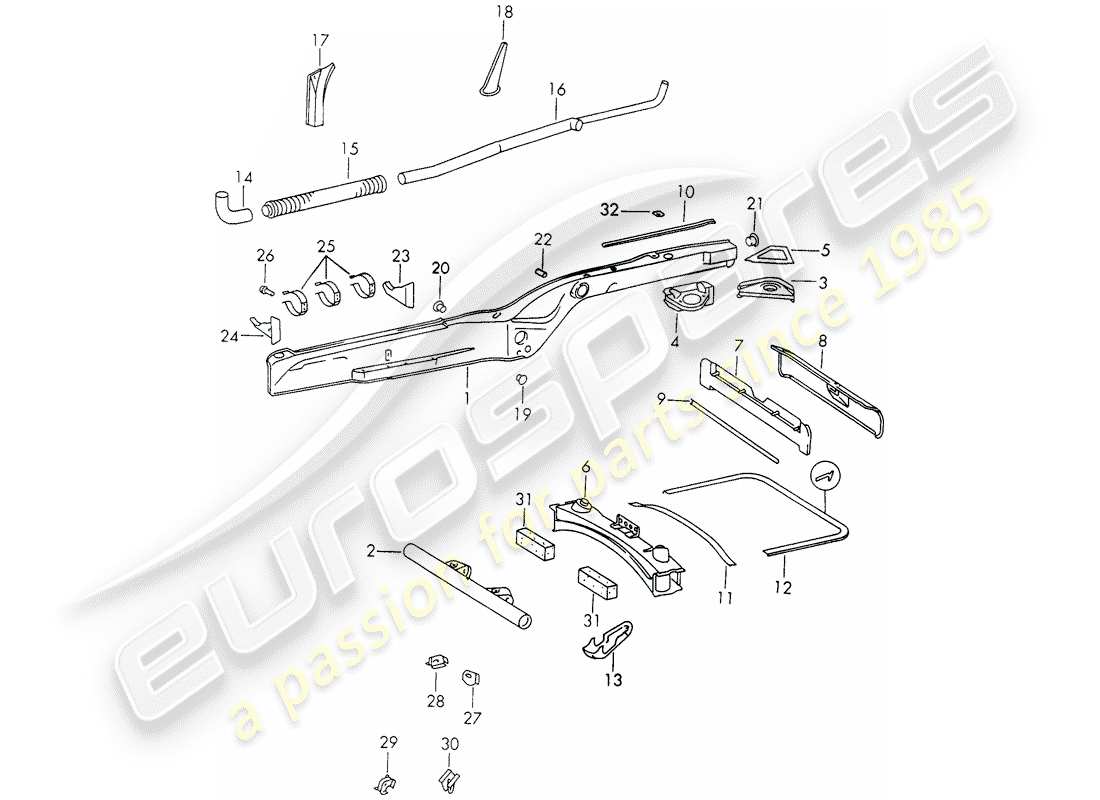 porsche 911 (1973) frame part diagram