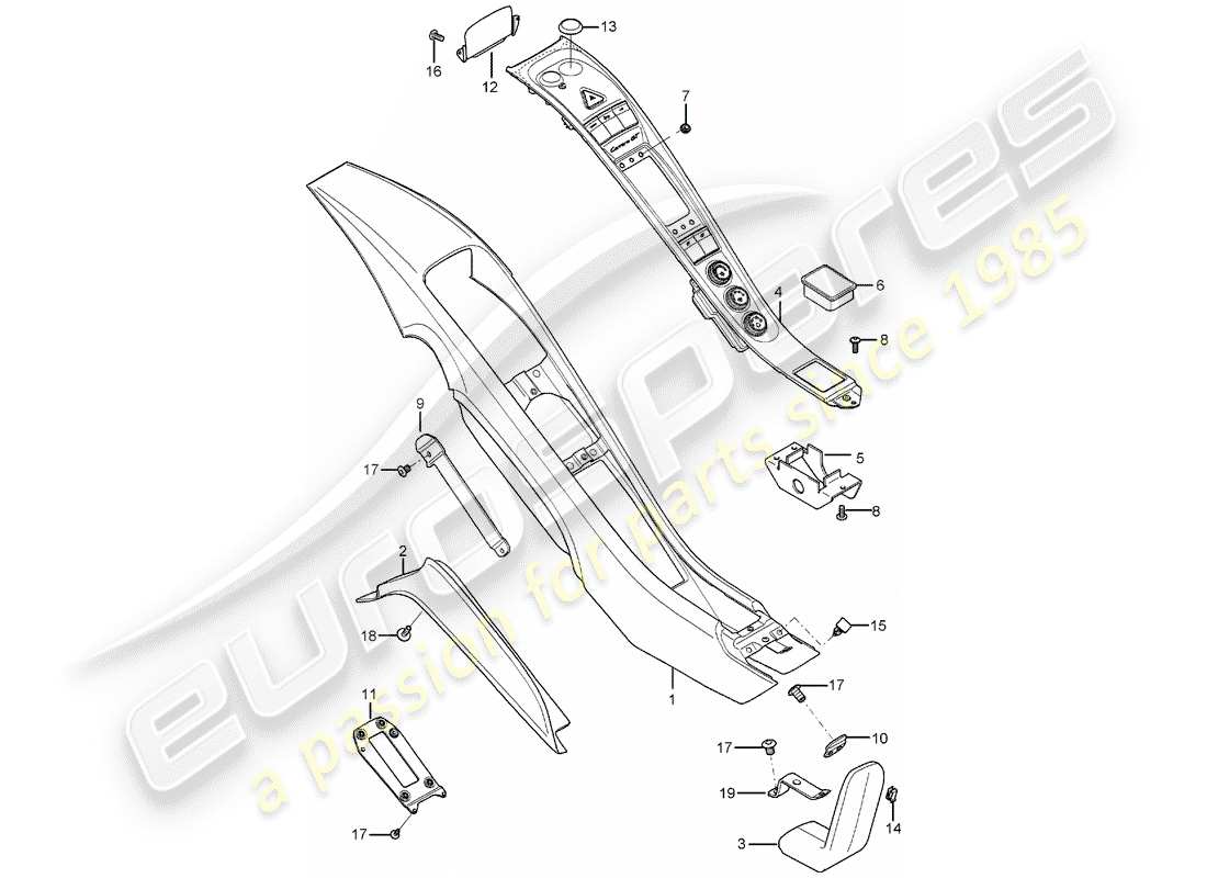 porsche carrera gt (2004) center console part diagram