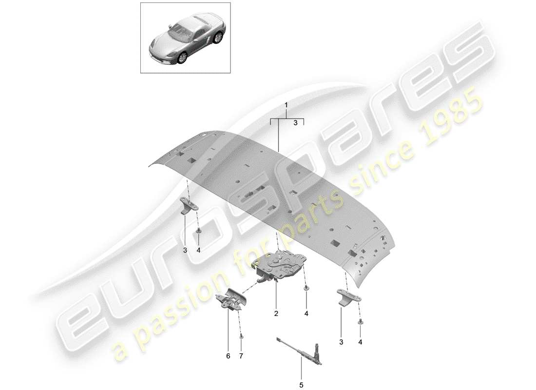 porsche 718 boxster (2018) top frame part diagram