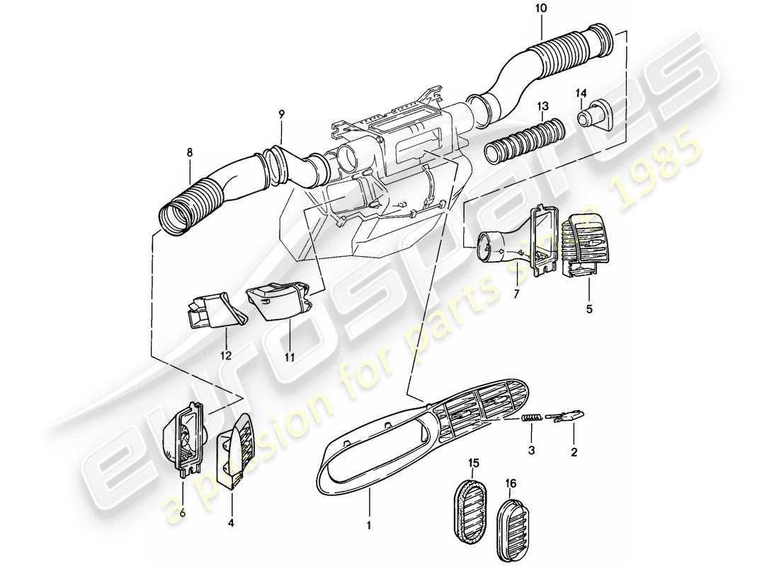 porsche 944 (1988) air duct part diagram