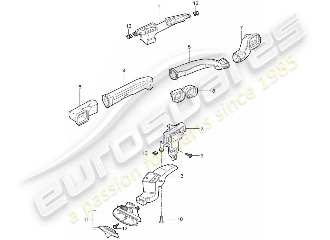 porsche 997 t/gt2 (2008) air distributor part diagram