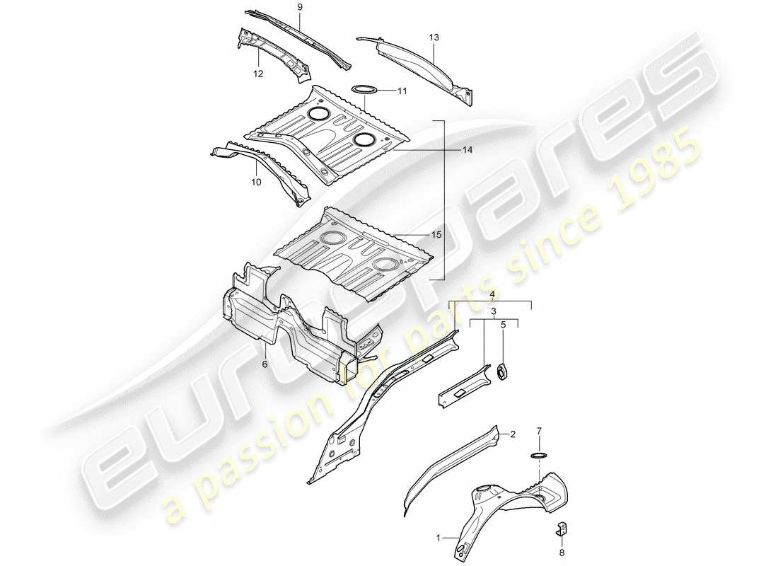 porsche boxster 987 (2005) rear end part diagram